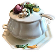 Artisan Made Ceramic Soup Tureen Signed with Ladle and Platter One Of A Kind picture