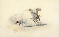 Roping a Calf  : Charles M. Russell :   Archival Quality Art Print for Framing picture