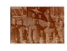 Historical WWI Soldiers with Flag Vintage Snapshot picture