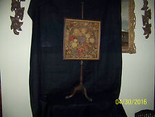 Antique c1770's  Massachusetts Hand Done Floral Embroidery Pole Fire Screen  picture