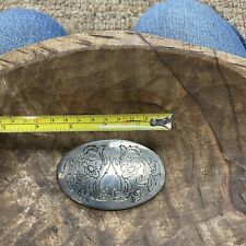 silver plated western belt buckle vintage picture