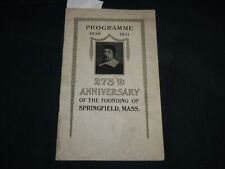 1911 SPRINGFIELD MASSACHUSETTS 275TH ANNIVERSARY PROGRAM - J 6636 picture
