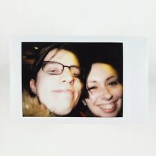 Close-Up Instax Selfie Photo 1990s Happy Couple Smiling Color Snapshot H814 picture