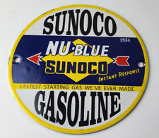 Vintage Sunoco Gasoline Sign - Gas Service Station Pump Plate Porcelain Sign picture