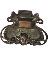 Antique Art  Nouveau Figural  Ashtray & Matchbox Holder Cast Metal picture