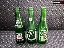 3x Vintage 1950's 7UP & Canada Dry Swimsuit Girl Duraglas 7oz Green Soda Bottles picture