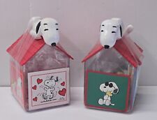 1999 Peanuts 50th Celebration Snoopy Dog House Candy Holder Set Of 2 picture