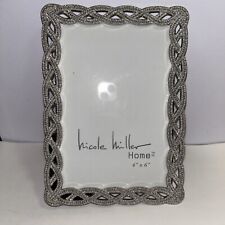 NEW NICOLE MILLER HOME SPARKLY SILVER METAL PICTURE PHOTO FRAME SQUARE 4” X  6” picture