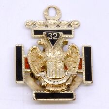 Vintage 14K Solid Yellow Gold 32nd Degree Scottish Rite Masonic Fob Pendant picture