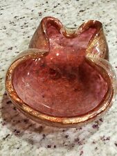 Vintage Rose and Gold murano bowl by Alfredo Barbini Italy picture