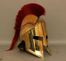 Medieval Vintage 300 King Leonidas Spartan Helmet Gold Finish With Red Plume kkm picture