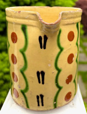FRENCH ANTIQUE POTTERY EARTHENWARE CONFIT POT POLKA DOT GLAZED FAIENCE CERAMIC picture