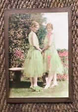 Two American Girls - Vintage Hand-Coloured Photograph Original Americana picture