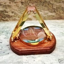 Adjustable Magnifying Glass Brass Magnifier Antique Vintage Wood Base picture