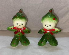 Vintage Kreiss Anthropomorphic Christmas Tree Holly Berries Salt Pepper Shakers picture
