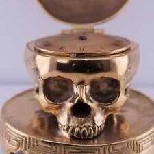 Antique Skull Desk Table Clock French Ormolu Gilt Bronze Verge Fusee c1800s RARE picture