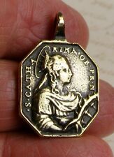 18TH CENTURY SAINT CATHERINE OF ALEXANDRIA & BARBARA METAL DETECTOR FIND MEDAL picture