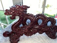 Vintage Chinese Dragon red Cinnabar Statue 12” L picture