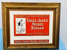 VINTAGE Original 1925 CIGAR LABEL UNCLE JAKE'S NICKEL SEEGAR  Framed picture
