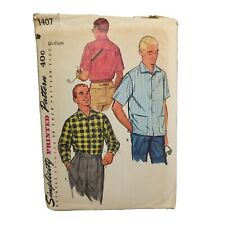Antique 1950’s Simplicity 1407 Men’s Shirt Sewing Pattern Medium 38-40 picture
