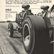DRAG RACING VINTAGE 1961 VINTAGE PRINT AD M&H RACEMASTER TIRES WATERTOWN MASS picture