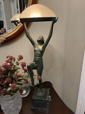 French 1930s Bronze Art Deco Nude Lady Lamp Marble Base Stunning picture