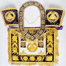 FULLY HAND EMBROIDERED DEPUTY GRAND MASTER APRON WITH COLLAR & CUFFS PURPLE-HSE picture