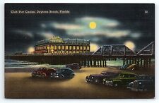 1940s DAYTONA BEACH FLORIDA CLUB PIER CASINO MOONLIGHT GAMBLING POSTCARD P2402 picture