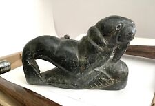Vintage Inuit Eskimo Hand Carved Soapstone 8” Walrus - Signed picture