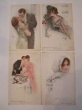 8 HARRISON FISHER SIGNED VINTAGE POSTCARDS - PRE 1911 - COLLECTIBLE - TUB ABC picture