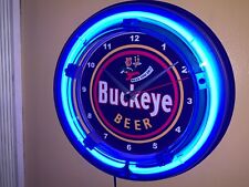 Buckeye Ohio Beer Bar Man Cave Neon Advertising Wall Clock Sign picture