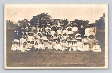 Antique Postcard RPPC Children Annual Picnic Thornton Manor 1912 Women Big Hats picture