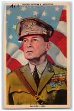 c1940's General Douglas A Macarthur, America's Hero Unposted Vintage Postcard picture