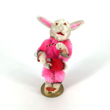 Vintage Easter Bunny Figure Wired Chenille W Drum Drumsticks 5” MADE IN CHINA picture