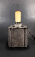 VTG Bombay Tea Tin Canister Table Lamp Faux Pewter Floral Victorian Mood Light picture