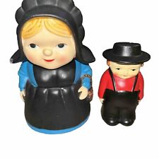Vintage Pennsylvania Dutch Amish Man & Woman Coin Bank 6” Figures Made In Japan picture