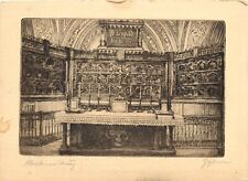 c1900 Small Etching Postcard; Klosterneuburg Abbey Altar, Austria, Artist Signed picture