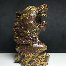 622g Natural Crystal . INDIA FOSSIL STONE. Hand-carved. The Exquisite Tiger Head picture