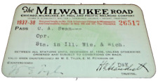 1937 1938 MILWAUKEE ROAD EMPLOYEE PASS #26517 picture