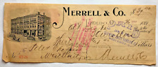 1900-1901 Merrell & Co. Toledo Ohio Cashed Check First National Bank Vintage picture