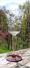 Set Of 4 WESTON LOUIE WINE CRYSTAL GLASS RED FOOT, 8 ¼ “ Circa 1940's Perfect picture