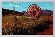 Flagstaff AZ-Arizona, Logging Wheels and Lumber Mill, Antique Vintage Postcard picture
