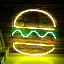 Hambuger USB LED Neon Sign Lights Wall Hanging Sign Lamp Bar Party Visual Art picture