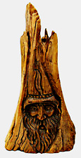 Vintage 90's Signed Jack Leslin Large Wood Carving Tree Spirit Wizard Folk Art picture