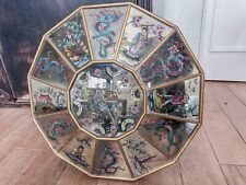 Vintage Chinese Asian Mid Century Hand Painted Eglomise Mirrored Gilt Trim Clock picture