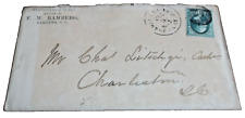 JULY 1883 SOUTHERN RAILWAY CHARLESTON & AUGUSTA RPO HANDLED ENVELOPE BAMBERG SC picture