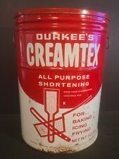 Vintage Durkee’s Creamtex 50# Shortening Can w/Lid & 2 Handles ~ Red Label Tin picture
