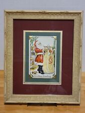 Antique 1911 Christmas Postcard Santa Claus Professionally Matted Framed  picture