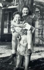 (AaE) FOUND PHOTO Photograph Snapshot Affectionate Piggy Back Gay Interest Funny picture