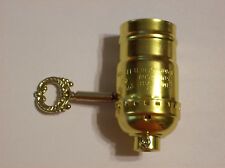 3 TERMINAL LAMP SOCKET WITH METAL TURN KEY BRASS PLATED NEW 306265K picture